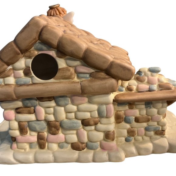 Nativity set 8 Piece Ceramic porcelain Christmas Lighted Whimsical Children - Picture 13 of 14